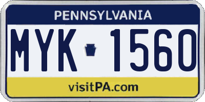 PA license plate MYK1560