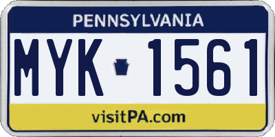 PA license plate MYK1561