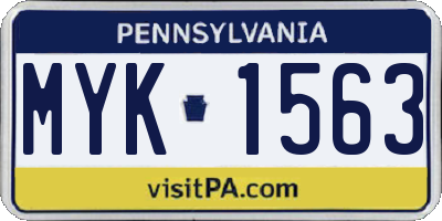 PA license plate MYK1563