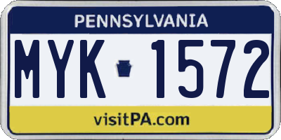 PA license plate MYK1572