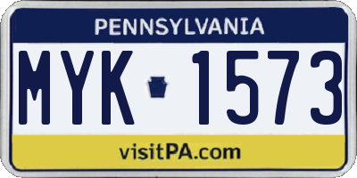 PA license plate MYK1573