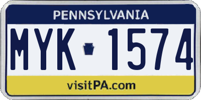 PA license plate MYK1574