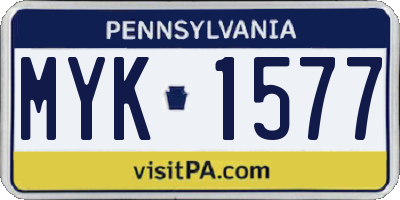 PA license plate MYK1577