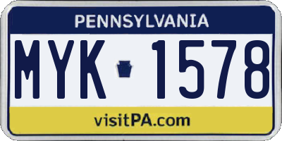 PA license plate MYK1578