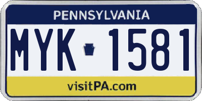 PA license plate MYK1581
