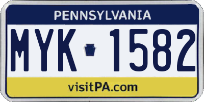 PA license plate MYK1582