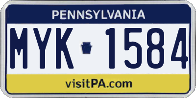 PA license plate MYK1584