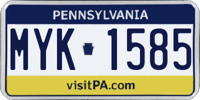 PA license plate MYK1585