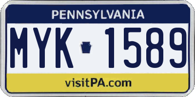 PA license plate MYK1589