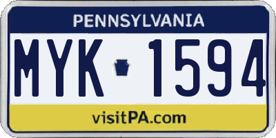 PA license plate MYK1594