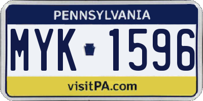 PA license plate MYK1596