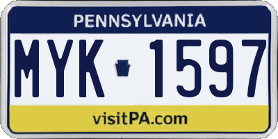 PA license plate MYK1597