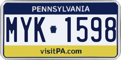 PA license plate MYK1598