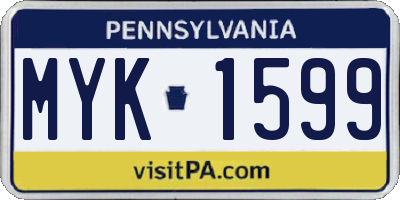 PA license plate MYK1599