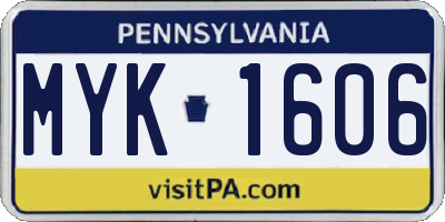 PA license plate MYK1606