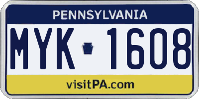 PA license plate MYK1608
