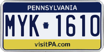 PA license plate MYK1610