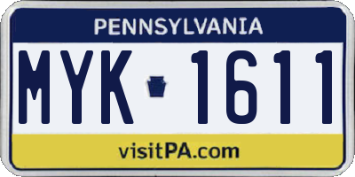 PA license plate MYK1611