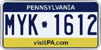 PA license plate MYK1612