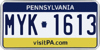 PA license plate MYK1613