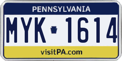 PA license plate MYK1614