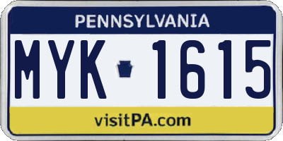 PA license plate MYK1615