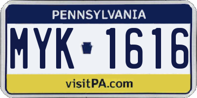 PA license plate MYK1616