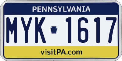 PA license plate MYK1617