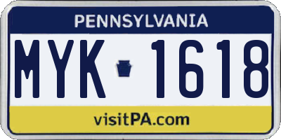 PA license plate MYK1618