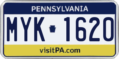 PA license plate MYK1620