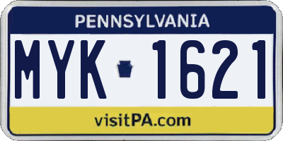 PA license plate MYK1621