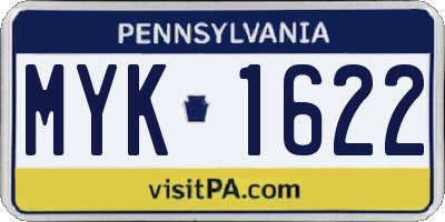PA license plate MYK1622