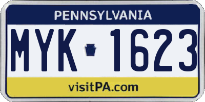 PA license plate MYK1623