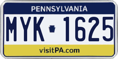 PA license plate MYK1625
