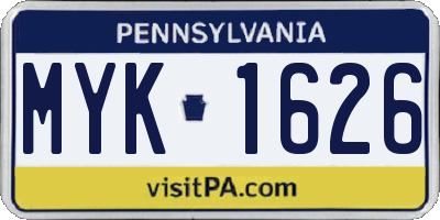 PA license plate MYK1626