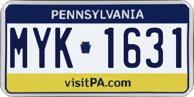 PA license plate MYK1631