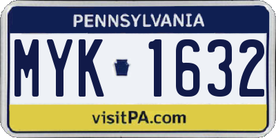 PA license plate MYK1632