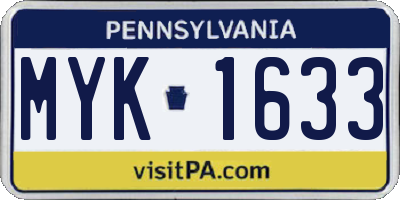 PA license plate MYK1633
