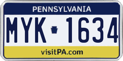 PA license plate MYK1634
