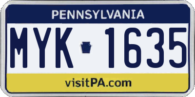 PA license plate MYK1635