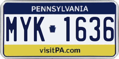 PA license plate MYK1636