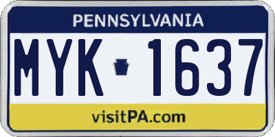 PA license plate MYK1637