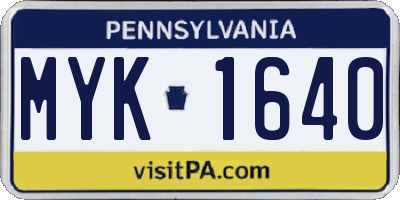 PA license plate MYK1640