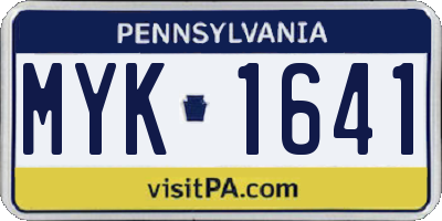 PA license plate MYK1641