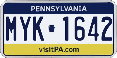 PA license plate MYK1642