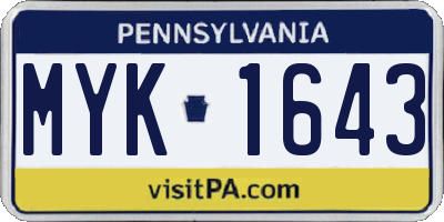 PA license plate MYK1643