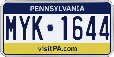 PA license plate MYK1644