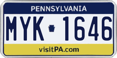 PA license plate MYK1646