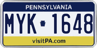 PA license plate MYK1648