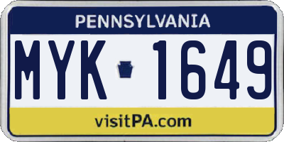 PA license plate MYK1649